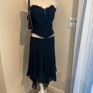Florencia fiume black lace corset and skirt set.
